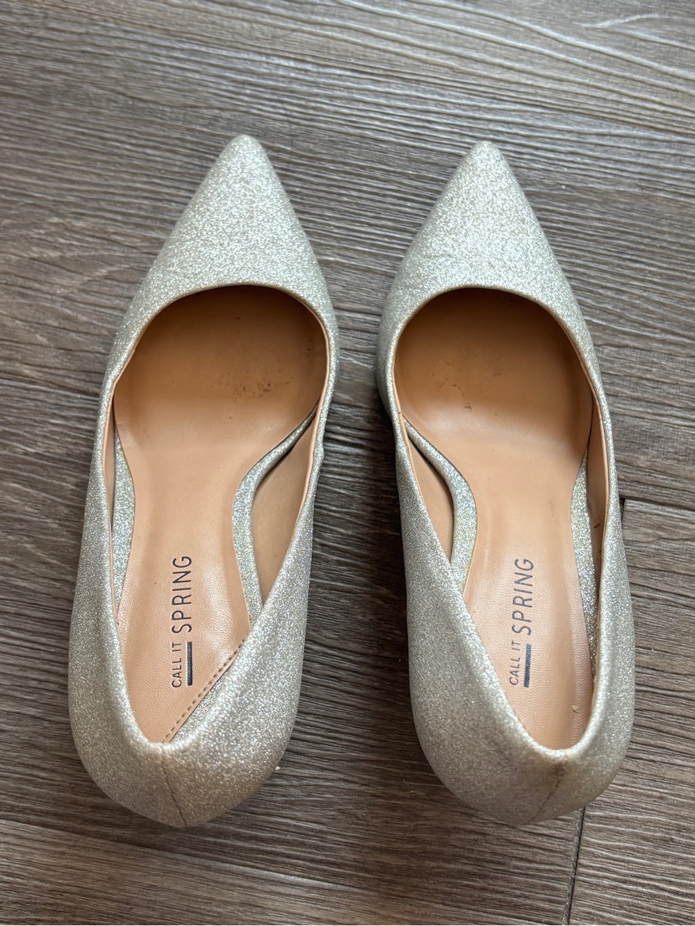 Call It Spring Glitter Pointed Toe Flats - Light Gold